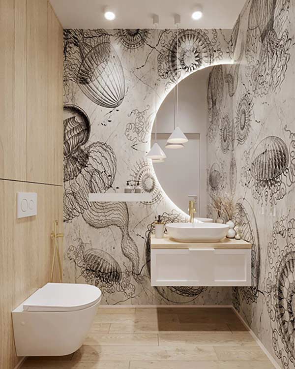 Lustro podświetlane łazienkowe półokrągłe. GieraDesign
