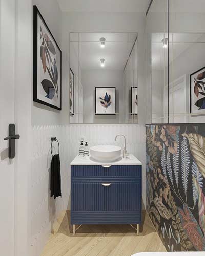 Łazienka z lustrem Credo Classic ze szprosami. Projekt @white_interior