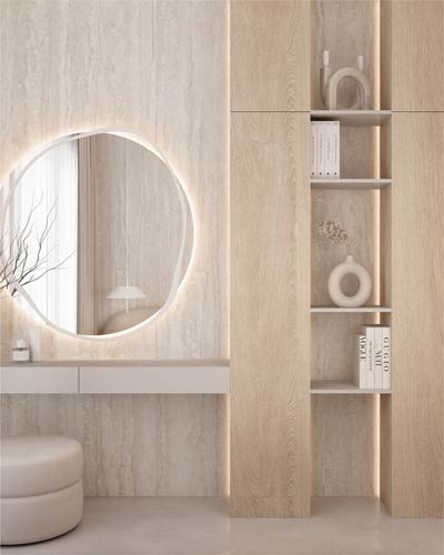 Lustro Banda okrągłe w nieregularnej białej ramie | GieraDesign